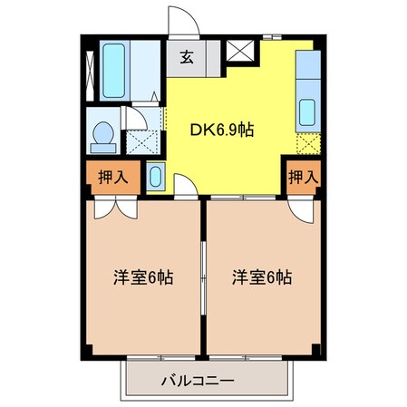 コーポ日比野Ｄの物件間取画像